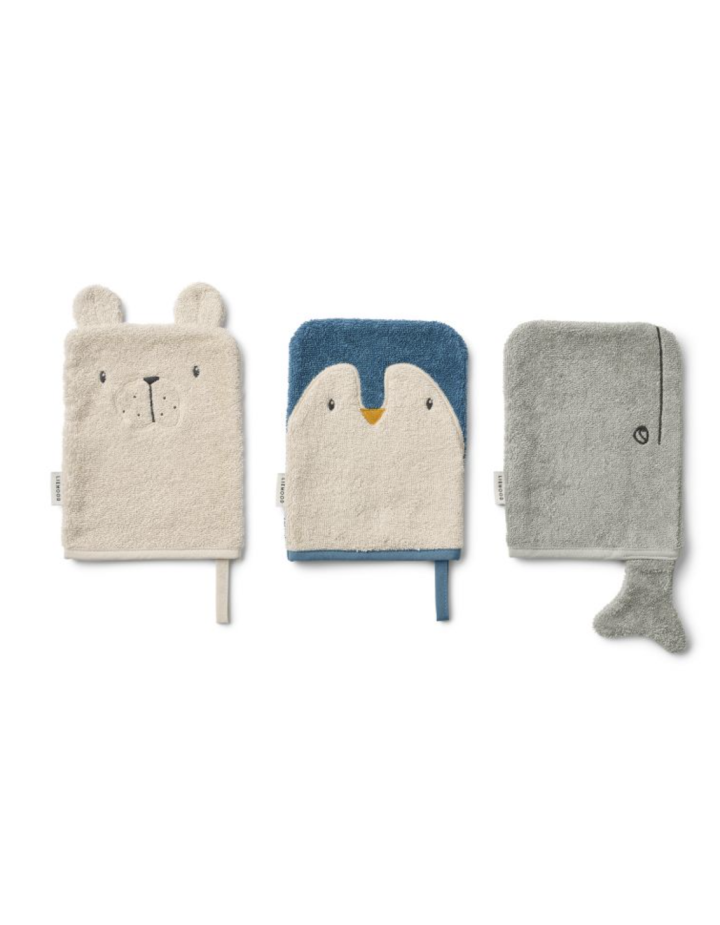 Lot gants de toilette bébé Liewood Sylvestre Arctic Sea Ocean View