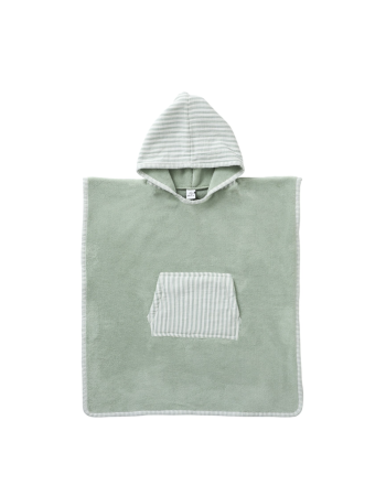 Poncho de bain bébé bambou & coton rayé vert de gris – BB&Co