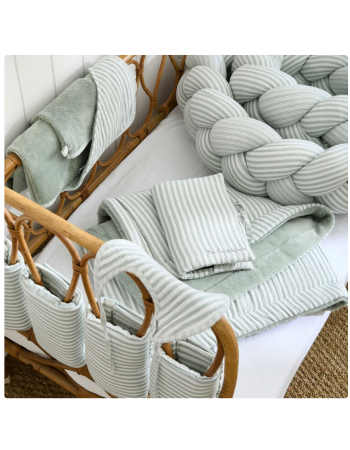 Poncho de bain bébé bambou & coton rayé vert de gris – BB&Co