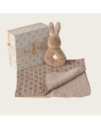 Ensemble hochet lapin Maileg – Cream Peach – Cadeau bébé