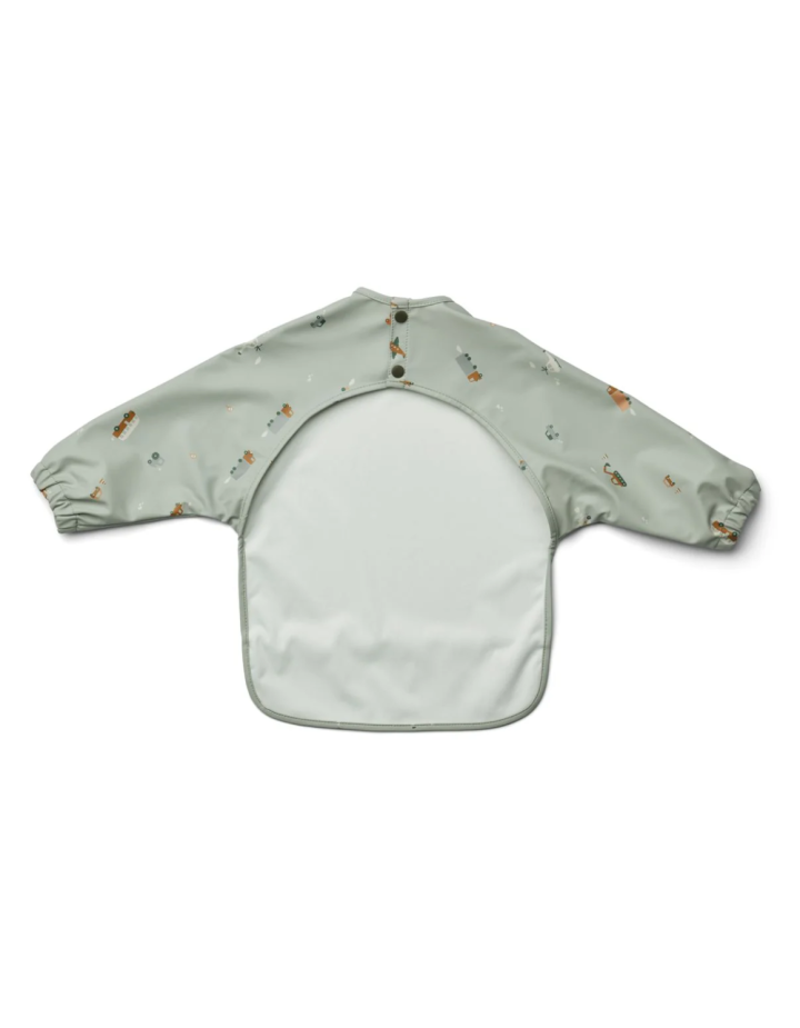 Tablier Merle Vehicles Dove Blue Mix Liewood – Bavoir manches bébé
