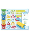 Pâte à modeler Djeco 4 pots + 21 outils – Coffret créatif enfant