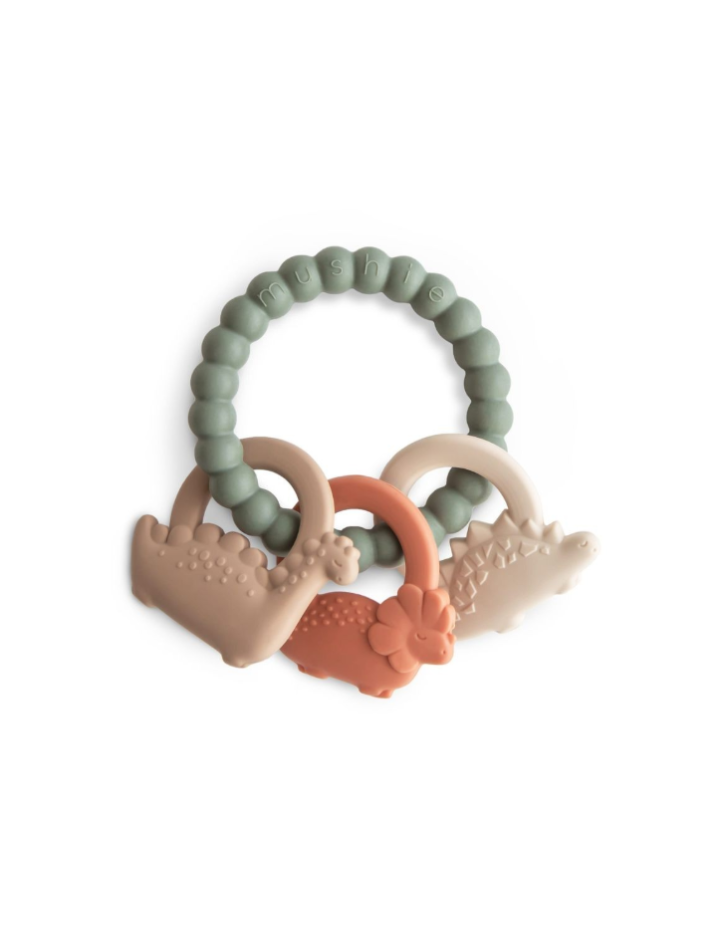Anneau de dentition Mushie Dino silicone bébé