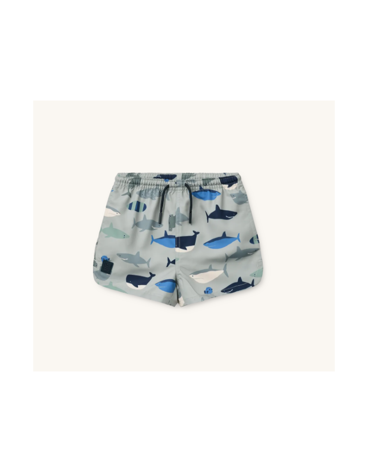 Short de bain enfant Liewood Aiden Shark Dove Blue UV40+