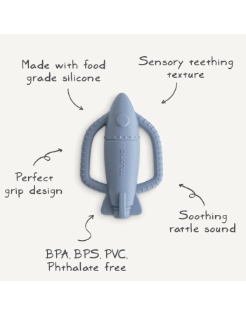 Hochet dentition bébé Mushie silicone – Jouet d’éveil