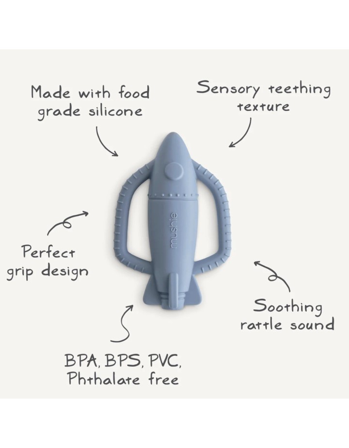 Hochet dentition bébé Mushie silicone – Jouet d’éveil