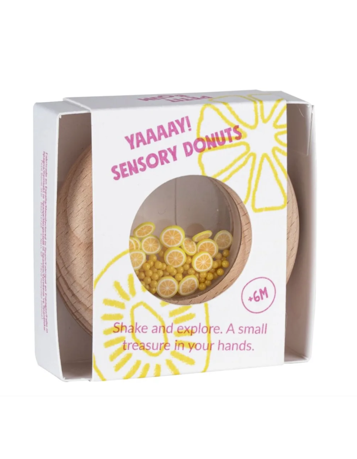 Donut sensoriel citrons Petit Boum – Hochet bébé bois