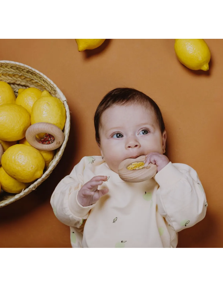 Donut sensoriel citrons Petit Boum – Hochet bébé bois