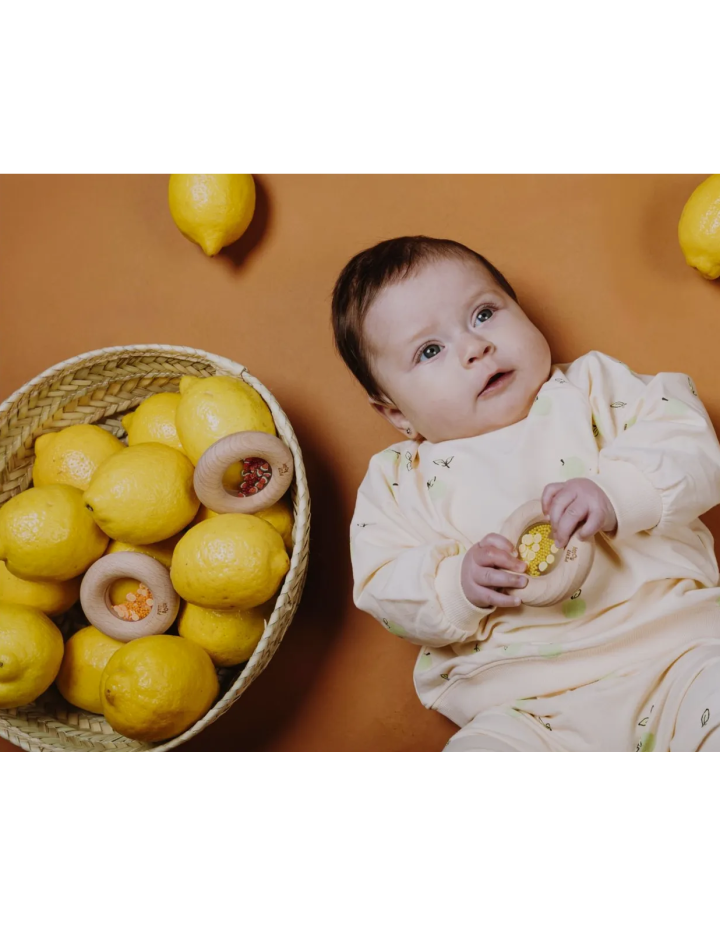 Donut sensoriel citrons Petit Boum – Hochet bébé bois