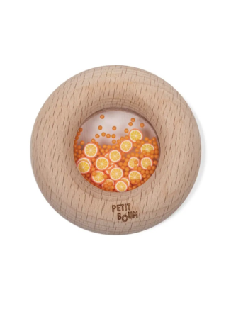 Donut sensoriel ornge Petit Boum – Hochet bébé bois