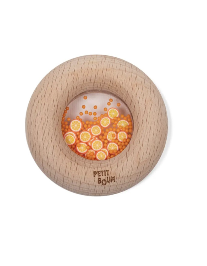 Donut sensoriel ornge Petit Boum – Hochet bébé bois