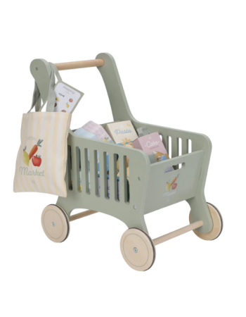 Chariot en bois vert Little Dutch – Essentials – Jeu d’imitation