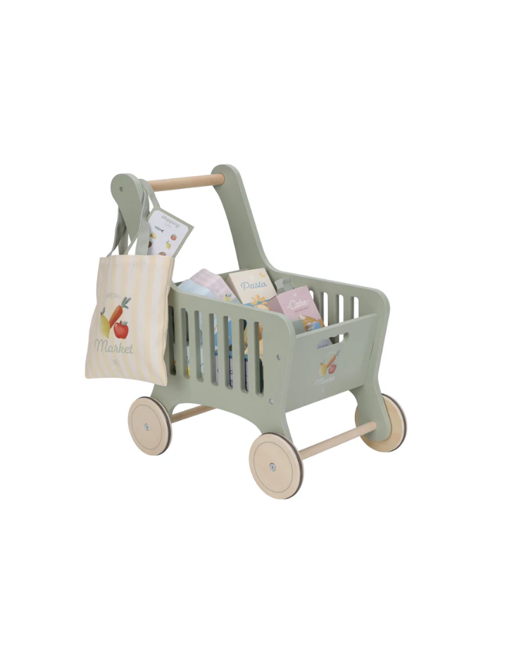 Chariot en bois vert Little Dutch – Essentials – Jeu d’imitation