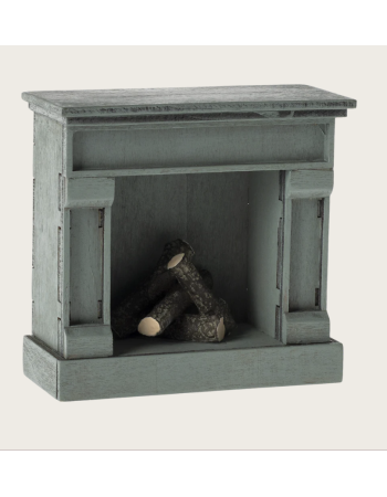 Cheminée souris Maileg bleue – meuble miniature maison poupée