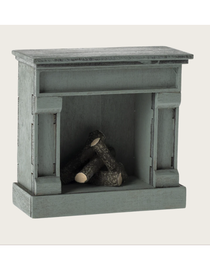 Cheminée souris Maileg bleue – meuble miniature maison poupée