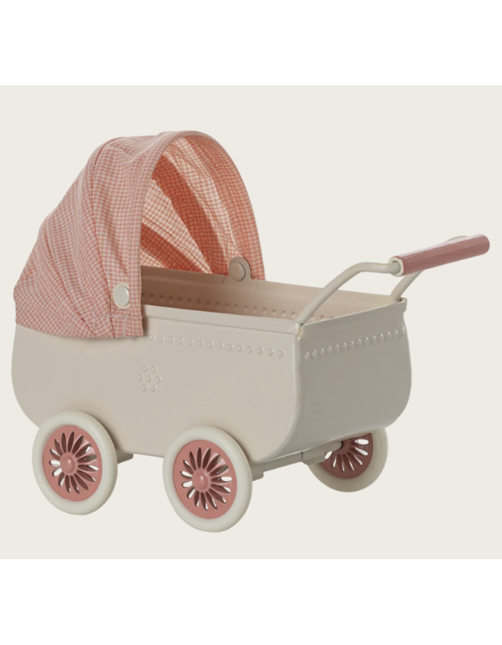 Landau souris Maileg corail – poussette miniature maison poupée