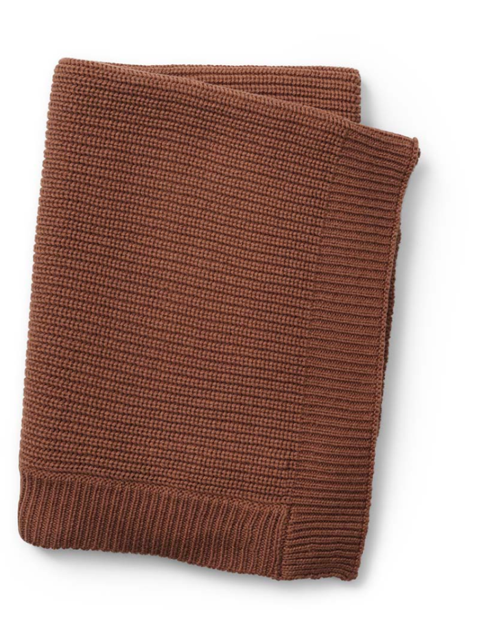 Couverture bébé tricotée laine Burned Clay – Noviazy | Cocon doux naissance