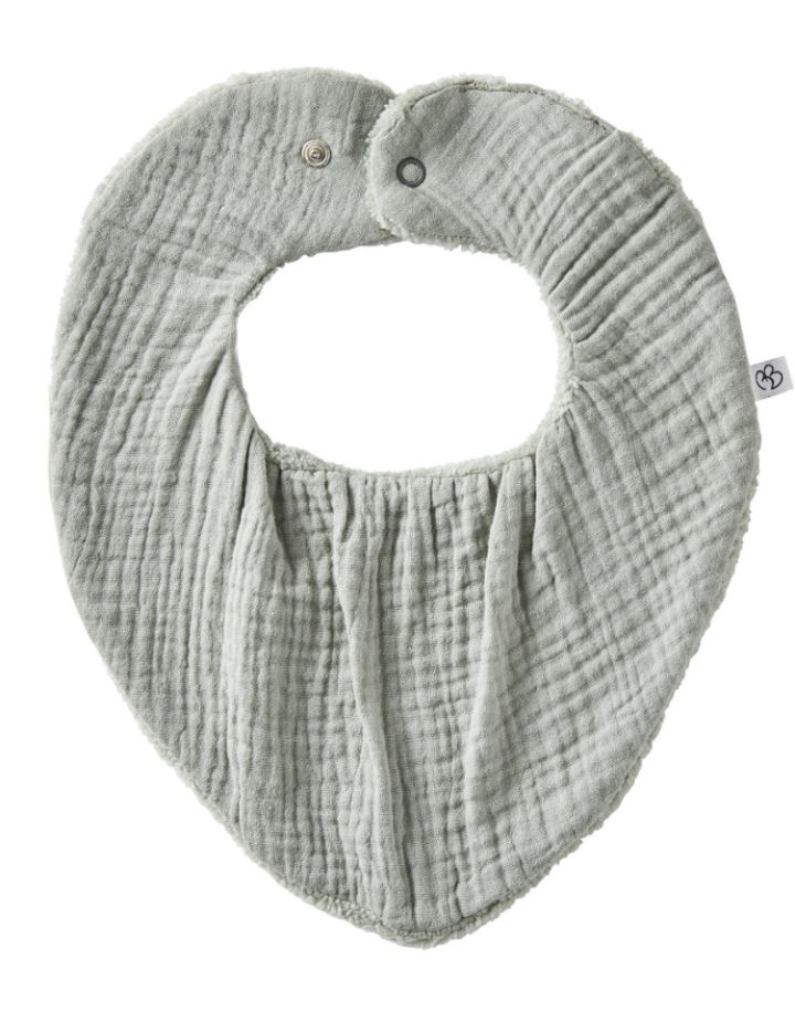 Bavoir bandana réversible vert de gris – BB&Co | Bambou ultra doux bébé