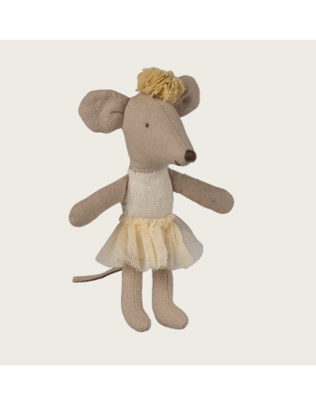 Souris ballerine Maileg petite sœur – tutu blanc cassé