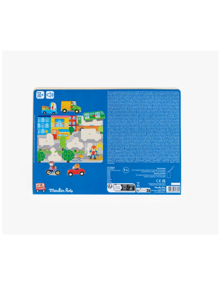 Puzzle sonore ville en bois Les Popipop – Moulin Roty