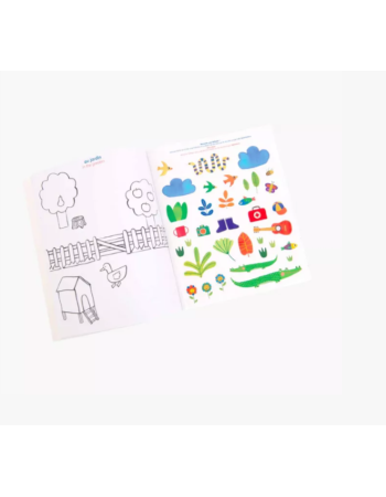 Imagier à colorier avec stickers Les Popipop Moulin Roty – Activité créative enfant
