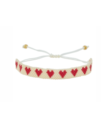 Bracelet perles blanc rouge Atelier Wagram – Bracelet tendance enfant maman