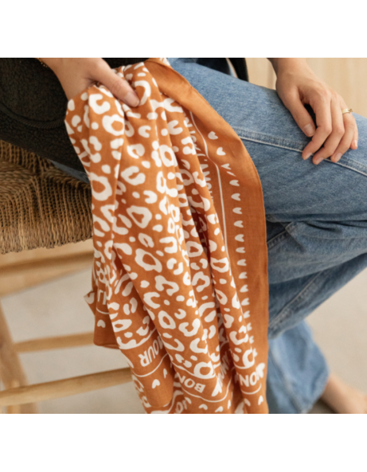 Foulard marron blanc Atelier Wagram – Foulard coton tendance enfant maman