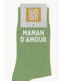 Chaussettes à paillettes “Maman d’Amour” Vert