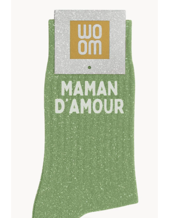 Chaussettes à paillettes “Maman d’Amour” Vert