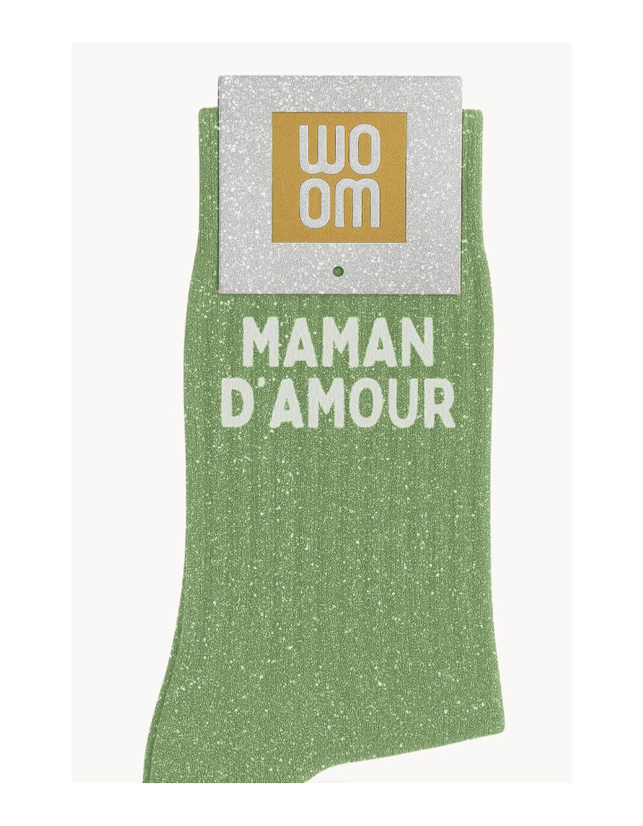 Chaussettes à paillettes “Maman d’Amour” Vert