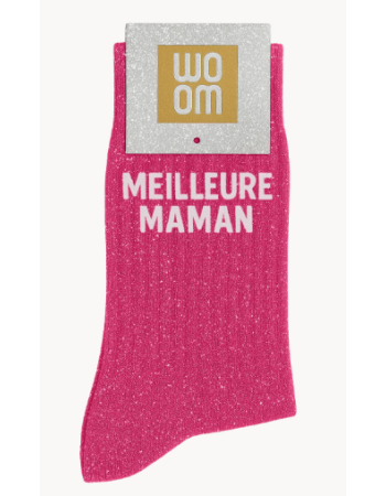 Chaussettes “Meilleure Maman” à paillettes – Cadeau maman