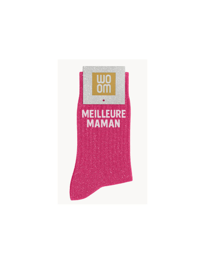 Chaussettes “Meilleure Maman” à paillettes – Cadeau maman