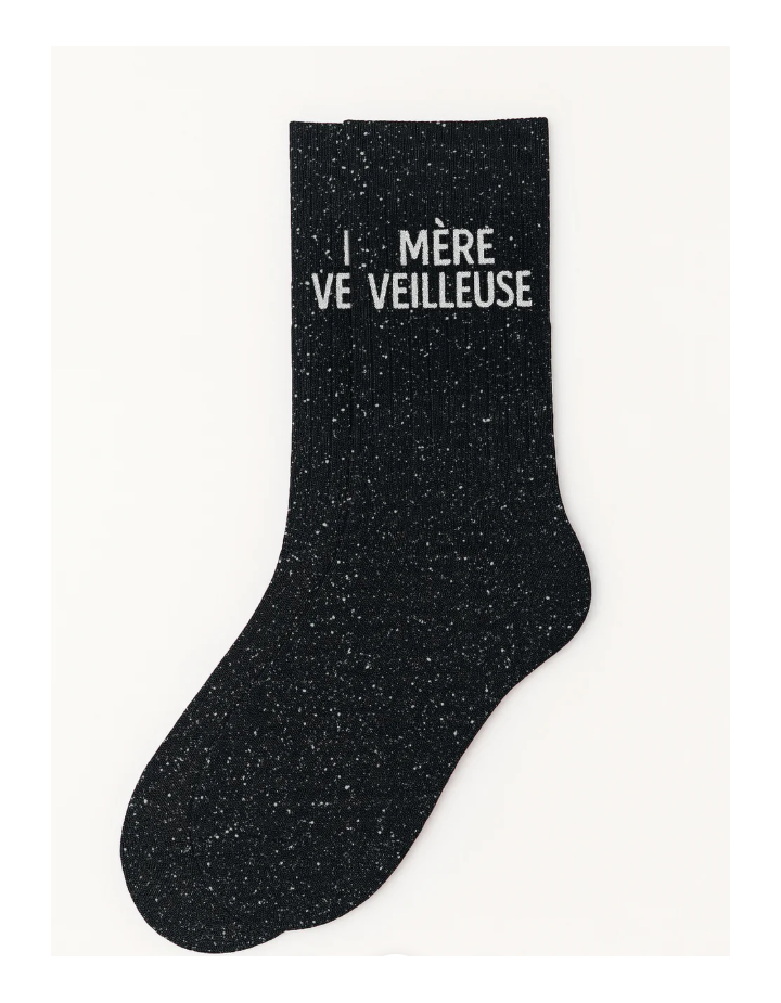 Chaussettes à paillettes “Mère Veilleuse” Noir – WOOM