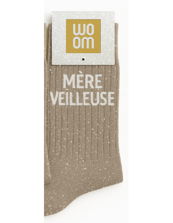 Chaussettes à paillettes “Mère Veilleuse” Beige – WOOM