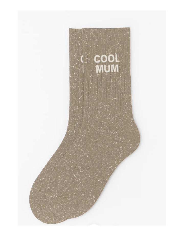 Chaussettes à paillettes “Cool Mum” Beige – WOOM