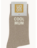 Chaussettes à paillettes “Cool Mum” Beige – WOOM