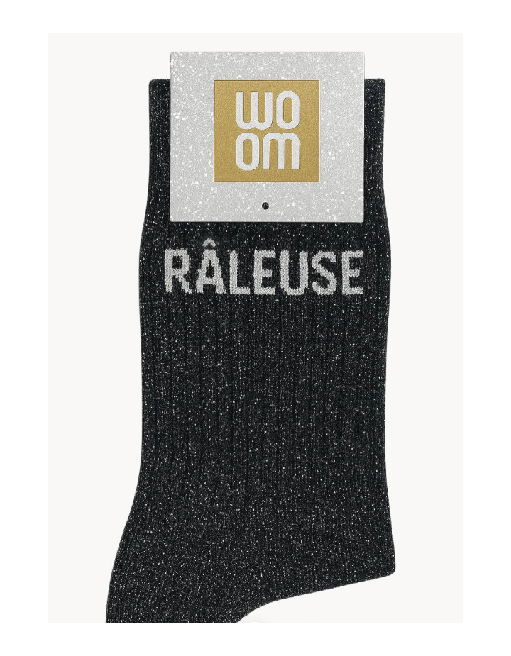 Chaussettes à paillettes “Râleuse” Noir – WOOM