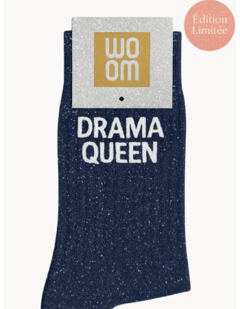 Chaussettes à paillettes “Drama Queen” Bleu Marine – WOOM
