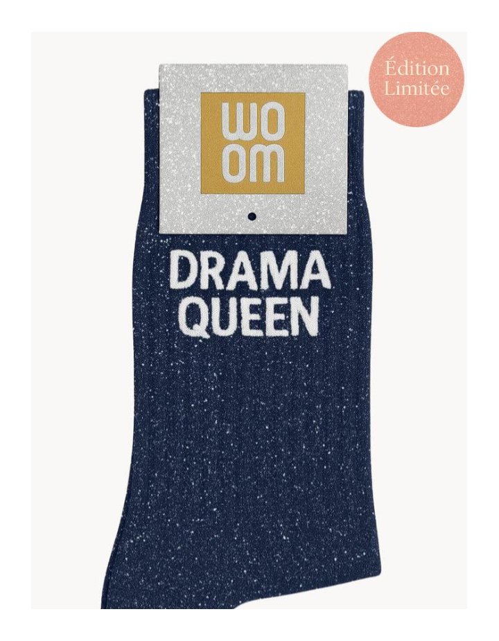 Chaussettes à paillettes “Drama Queen” Bleu Marine – WOOM