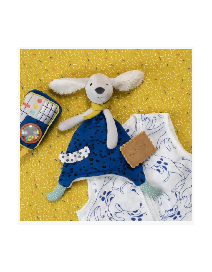 Doudou Plat Pilou Bleu Puce & Pilou – Moulin Roty