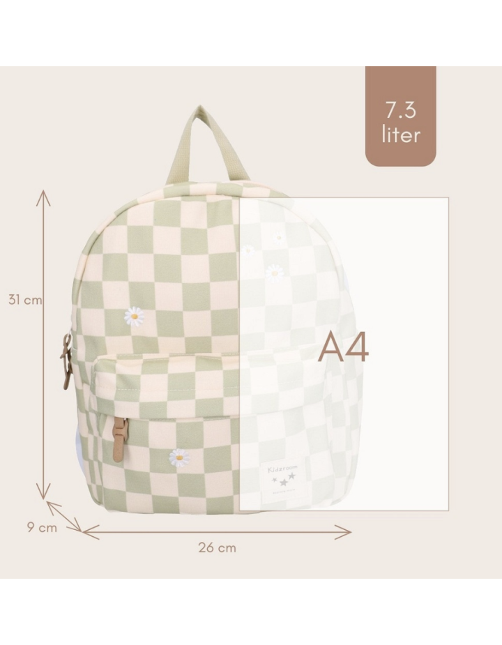 Sac à dos enfant Pâquerettes Beige Vert 31 cm | Maternelle Kidzroom