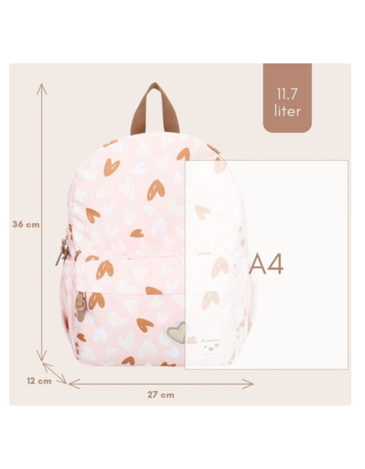 Sac à dos enfant Loving Days cœurs rose caramel – Kidzroom