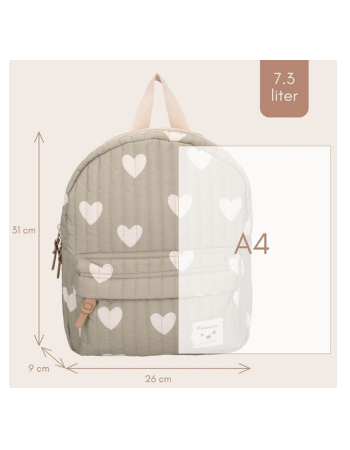 Sac à Dos Enfant Cœurs Vert Kidzroom 31 cm | Sac Maternelle