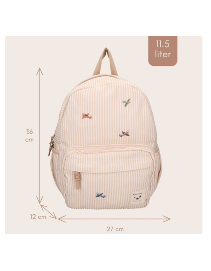 Sac à Dos Enfant Avions Beige Kidzroom 36 cm | Sac Maternelle