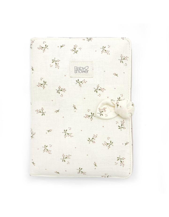 Protège carnet de santé Roseberry – Babyshower | Housse avec nœud