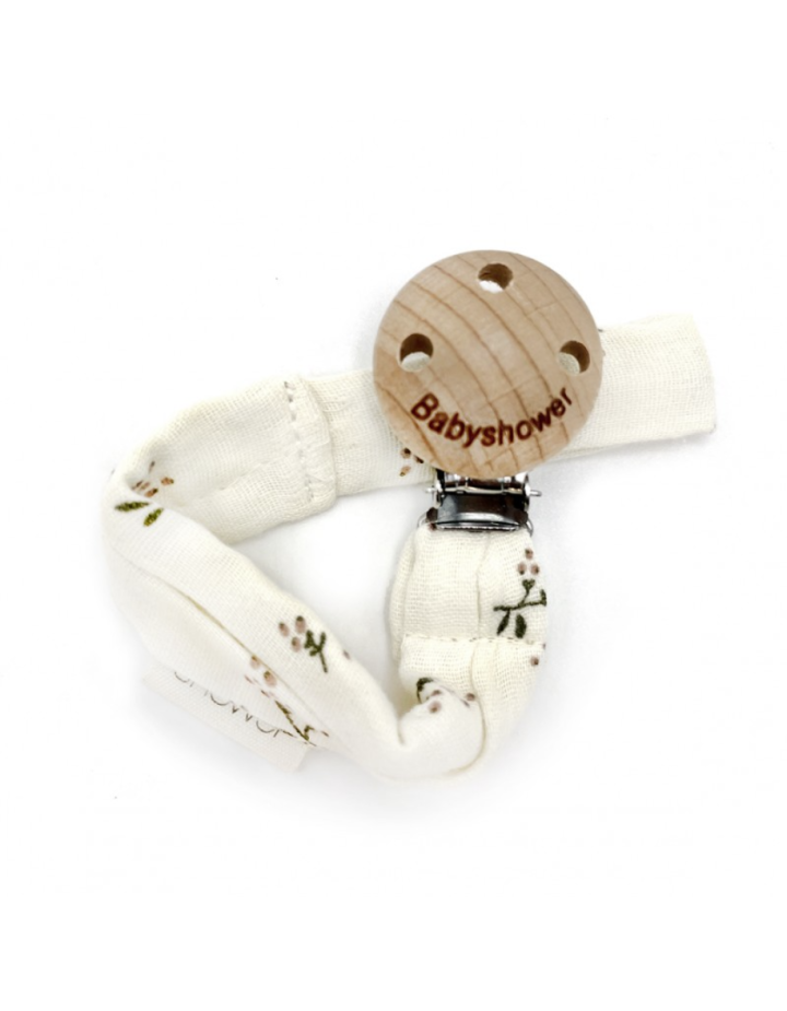 Attache-tétine bois Roseberry – Babyshower | Accessoire sucette bébé