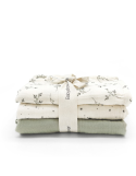 Pack 3 mini langes Olive Bloom 70x70 cm – Baby Shower