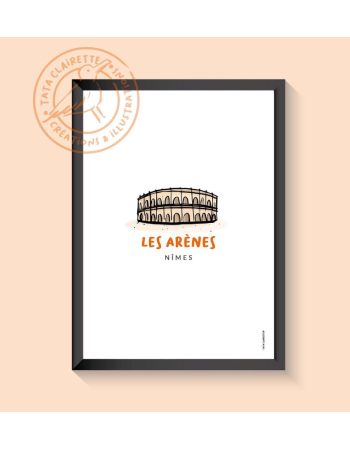 Affiche Arènes de Nîmes A4 – Poster Déco Sud de la France | Tata Clairette