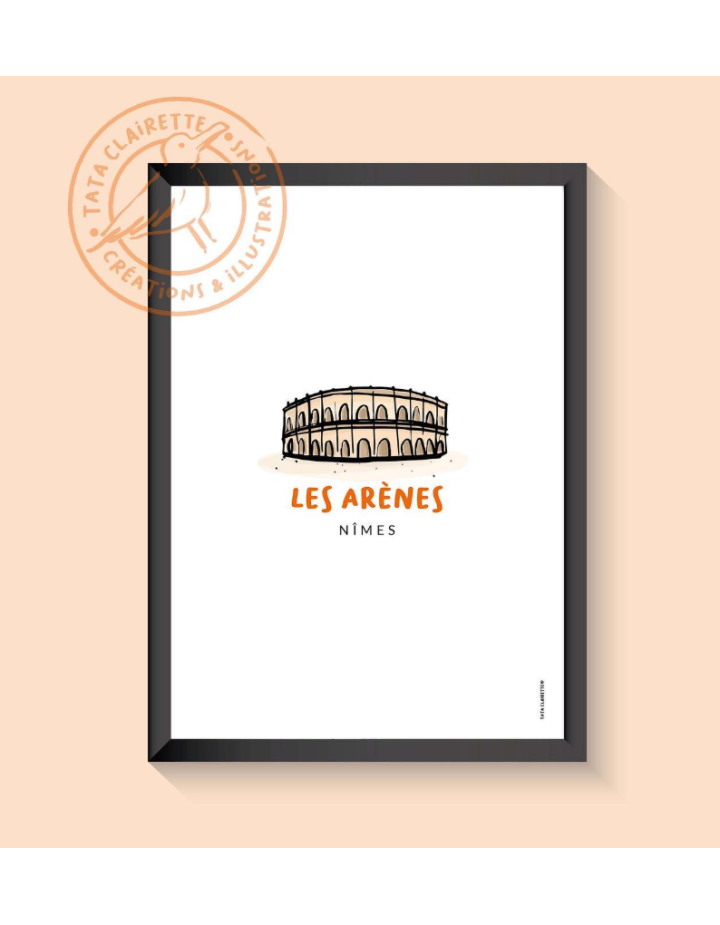 Affiche Arènes de Nîmes A4 – Poster Déco Sud de la France | Tata Clairette