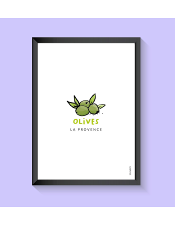 Affiche Olives de Provence A4 – Poster Déco Méditerranéen | Tata Clairette